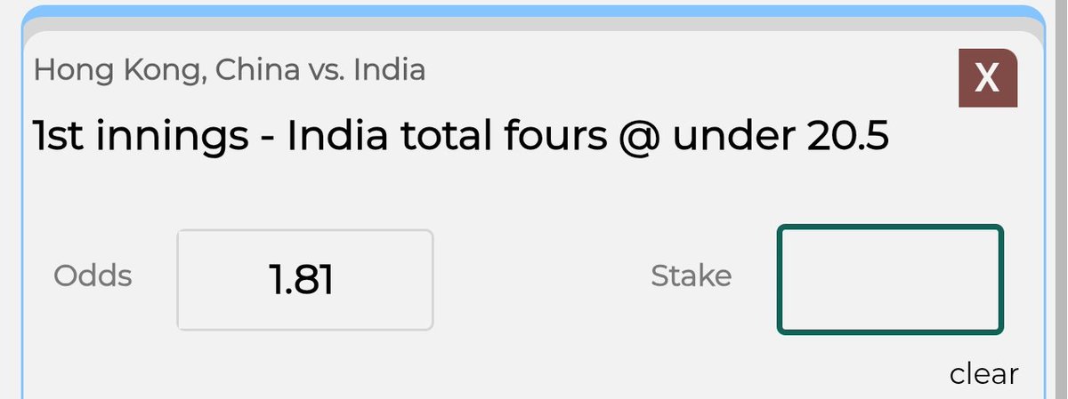 PitchLinee's tweet photo. Live cricket bet 🏏

India total fours @ under 20.5 https://t.co/kEl1ZWyG0Q