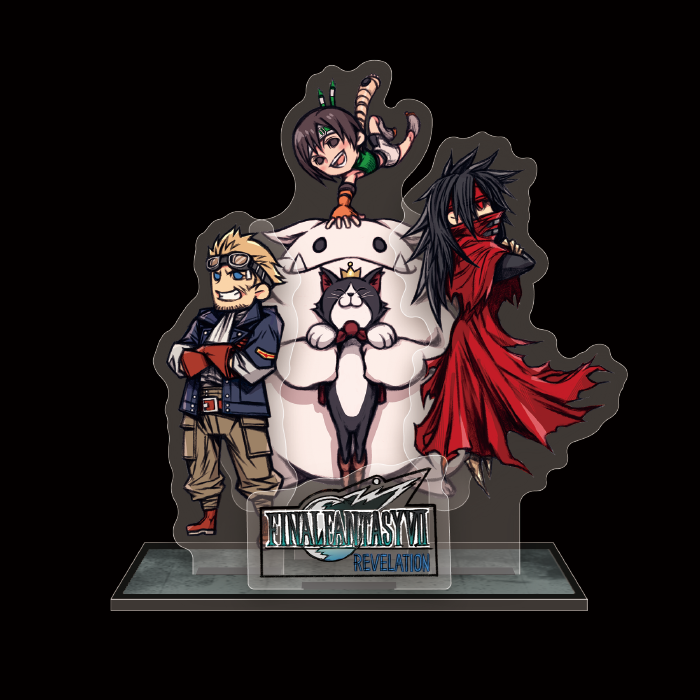 FFVIIR_CLOUD's tweet photo. 🛍️スクウェア・エニックス e-STORE購入特典

「野村哲也描き下ろし FINAL FANTASY VII REVELATION ミニアクリルスタンド」
「防具：神羅バングル参型」

ユフィ、ケット・シー、シド、ヴィンセントが描かれたアクスタとゲーム内アイテムが付属します🥷🐱✈️🦇

予約はこちら
https://t.co/bunoG4yj2E https://t.co/jvZmyRs4N9