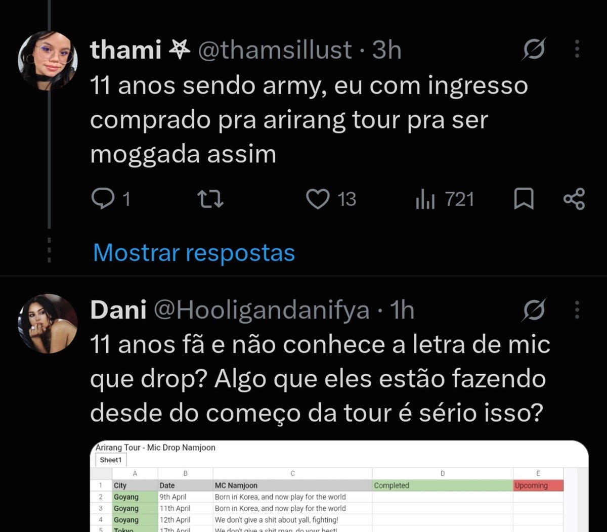 Hooligandanifya's tweet photo. Imagine você está no fandom a 11 anos e não conhecer a letra de Mic drop(2017) e nem saber que ele faz isso desde que começou a tour https://t.co/5FT89c4utJ