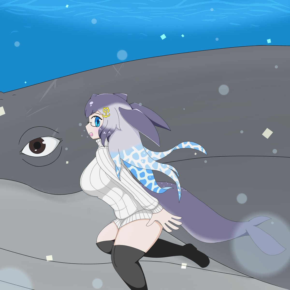 sekiraytion's tweet photo. クジラの日ということで悠々と泳ぐシロナガスクジラたち
#クジラの日
#けものフレンズ https://t.co/iU7fSA00Il