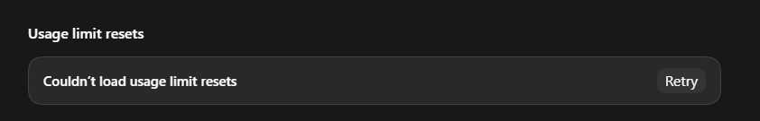 DaRealestPK's tweet photo. @OpenAI 

went to use my banked reset and this happens, what's going on? https://t.co/b1SPjVahkB