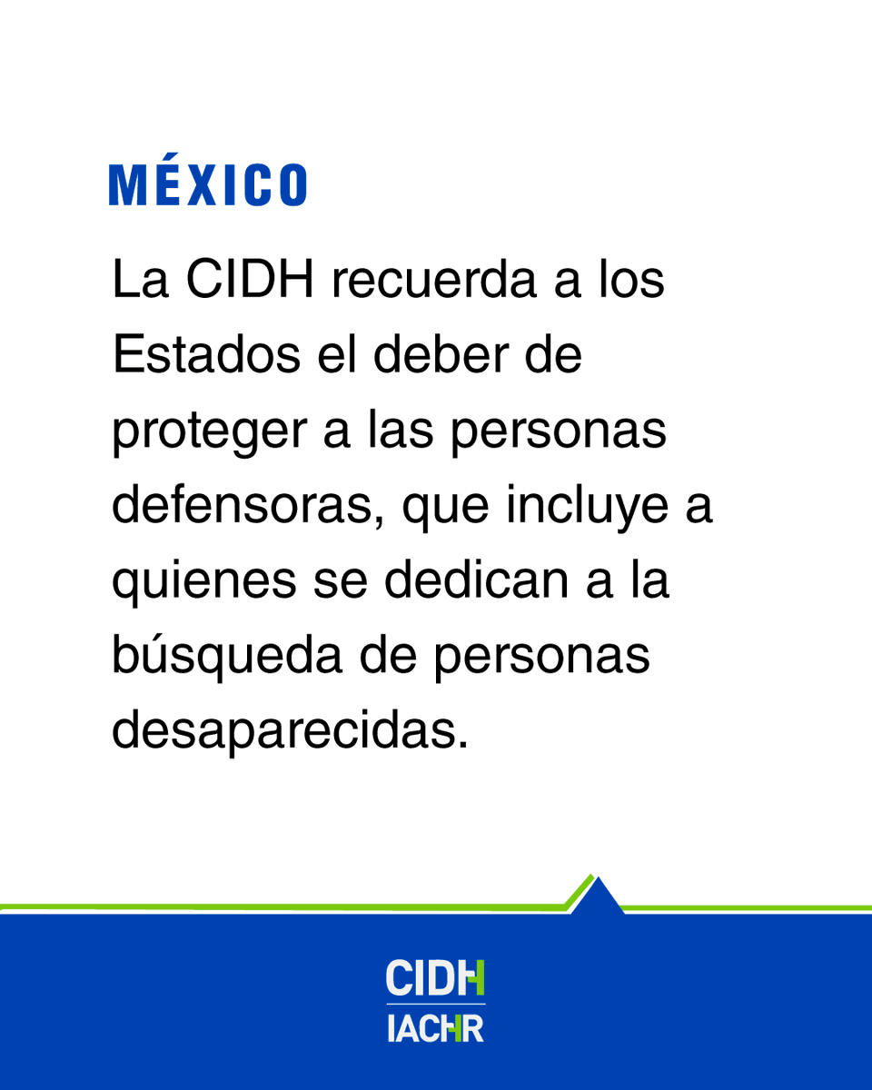 CIDH's tweet photo. #México: #CIDH condena el ataque armado en contra de Alma Rosa Rojo, fundadora del colectivo de búsqueda de personas desaparecidas “Voces Unidas por la Vida” y su hija, ocurrido el 29 de agosto en Culiacán, Sinaloa. 

La Comisión llama al Estado a continuar con las investigaciones iniciadas de forma diligente, aplicando la perspectiva de género y su posible relación con la labor de búsqueda. 

Informe desapariciones en México: 
https://t.co/fqG3Lq0TbN 
Tercer Informe sobre personas defensoras:  
https://t.co/pwfZdJ8mbU