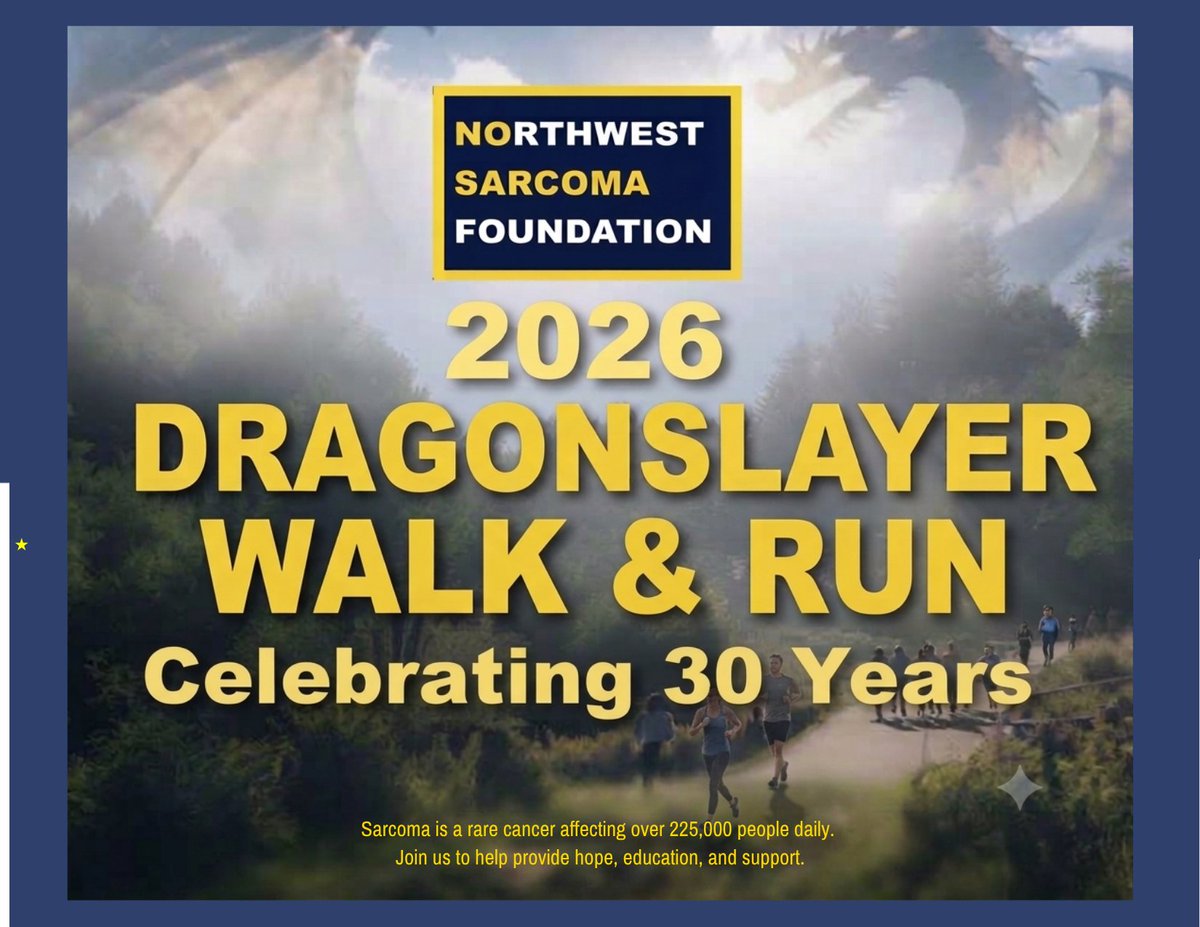 nwsarcoma's tweet photo. The Dragonslayer Walk & Run is back! Celebrate 30 years of hope and support for the sarcoma community. 💛 Portland: 9/12 at Gabriel Park Seattle: 9/19 at Warren G. Magnuson Park Register today: https://t.co/aFJWQdK2vP #DragonslayersUnite #SarcomaAwareness #Sarcoma https://t.co/IUamqzhCFn
