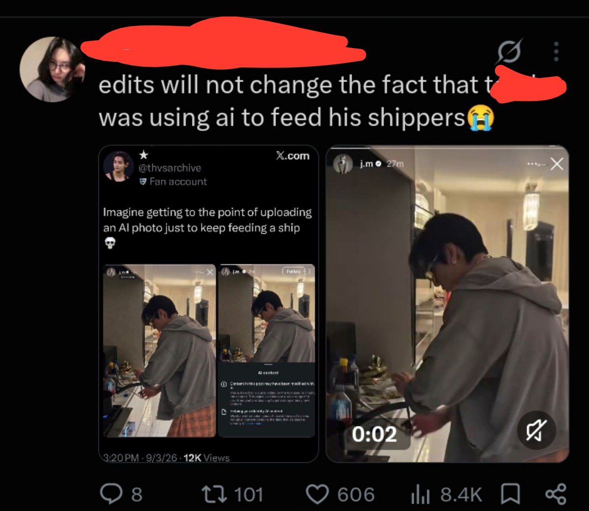 forprettystella's tweet photo. Pigmin only coming online to feed his shippers+ using ai + editing his pic that his HAIR COLOR CHANGED😭😭😭😭😭😭😭 the most embarassing idol https://t.co/iX6zjRtw3N