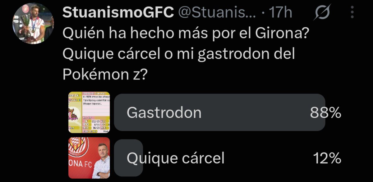 StuanismoGFC's tweet photo. Tan solo imagínate que alguien haga una encuesta entre una jodida babosa marrón de un juego ficticio y tú y gane la babosa. Esque ya me jodería, esta captura la usaré para cualquier decisión rara de la directiva a partir de ahora https://t.co/XtqIq3s1bN