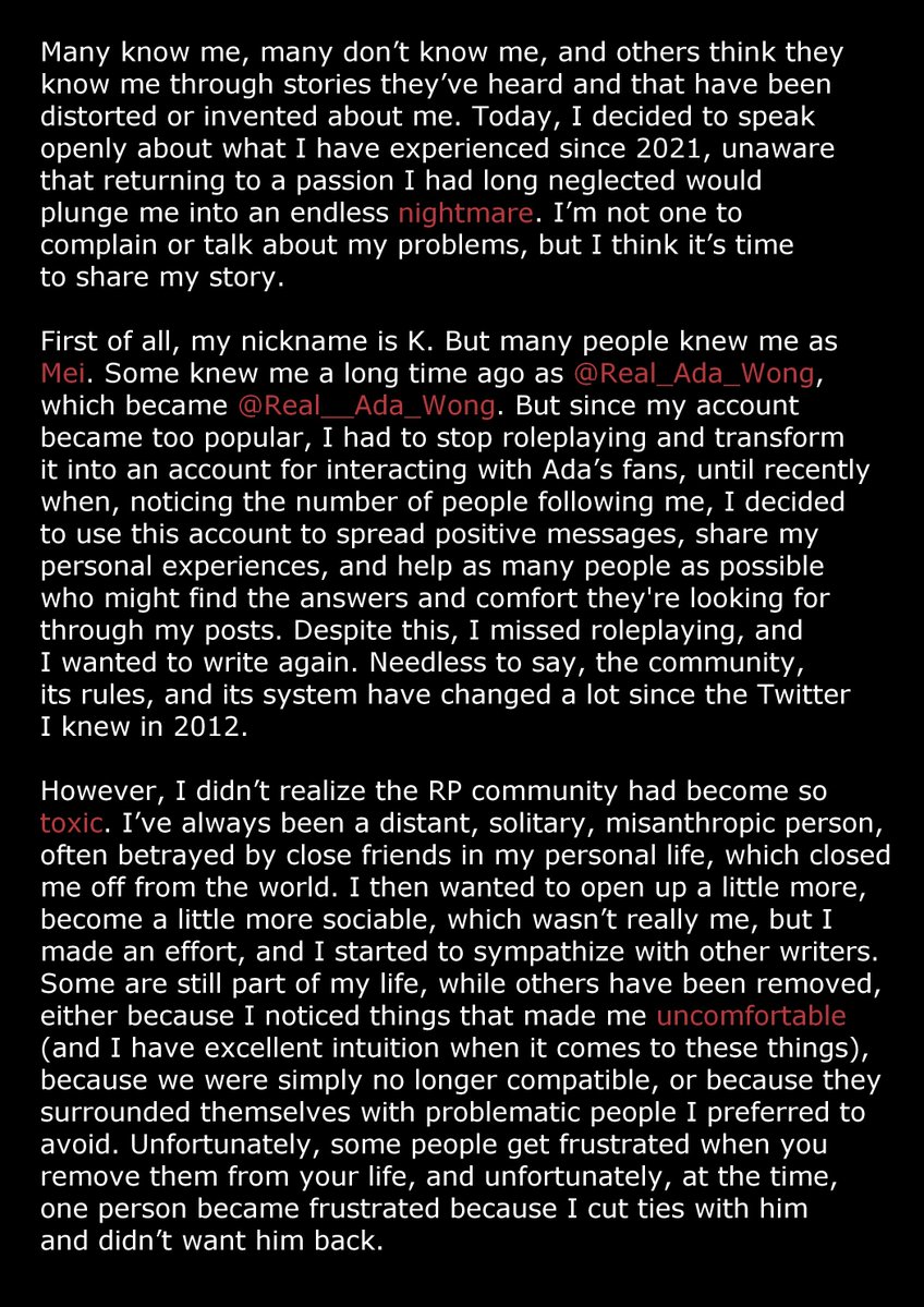 Papillon_Carmin's tweet photo. ⠀
【 ── 红蝴蝶 】:

Today, I decided to share my story
with you. Any sharing is appreciated.
People deserve the 𝙩𝙧𝙪𝙩𝙝; especially
those involved against me for no
reason ── Take care of you, guys.
⠀ https://t.co/aHUVW3fSqc
