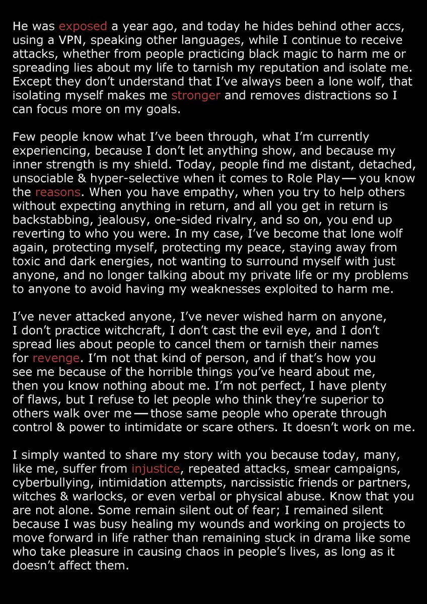 Papillon_Carmin's tweet photo. ⠀
【 ── 红蝴蝶 】:

Today, I decided to share my story
with you. Any sharing is appreciated.
People deserve the 𝙩𝙧𝙪𝙩𝙝; especially
those involved against me for no
reason ── Take care of you, guys.
⠀ https://t.co/aHUVW3fSqc