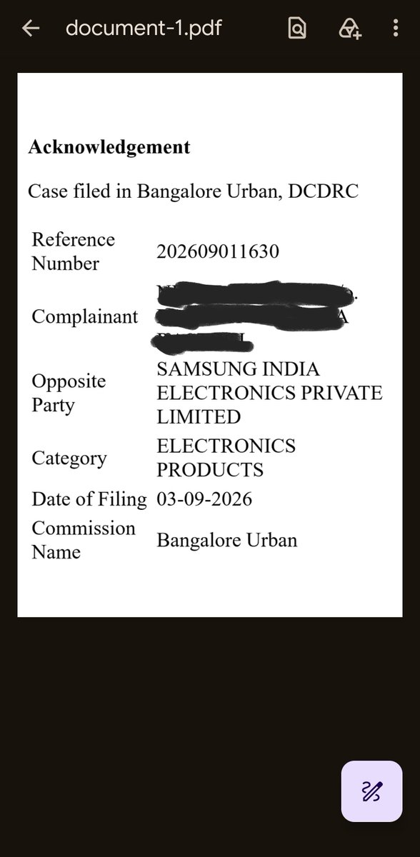 nikr's tweet photo. @SamsungIndia @SamsungMobile Disappointed by @SamsungIndia denying FOC screen replacement for Galaxy S21FE5G green line defect despite zero physical/liquid damage verified under Job Sheet #4440811088. Formal Consumer Complaint filed on e-Jagriti portal (Ref: 202609011630). Requesting executive intervention. https://t.co/wIsY40qCY9