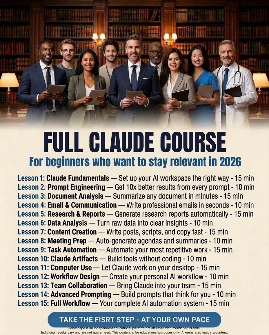 jobescape_ai's tweet photo. Full Claude Course 

Master Claude to automate repetitive tasks, build apps without coding, create real portfolio projects, and become more valuable at work.