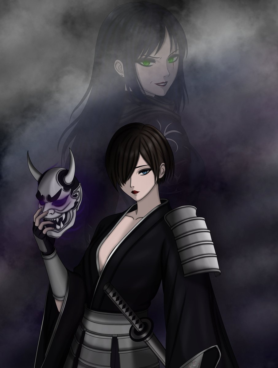 SobStail's tweet photo. Comission art: Alena and Maria Sky 
#OriginalCharacter #digitalart #anime #samurai https://t.co/j2EejyEfxU
