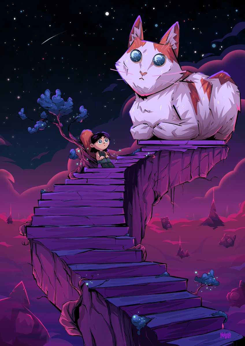 iamnotbad2's tweet photo. I drew an art piece for my friend featuring her cat, Iriska. The cat is blind, but it sees the essence of beauty.

#CharacterDesign #notbadka #fantasy #cute #illustration
#drawing #art #digitalart #Digital2D #girl #cat https://t.co/8UTBNJDjvb