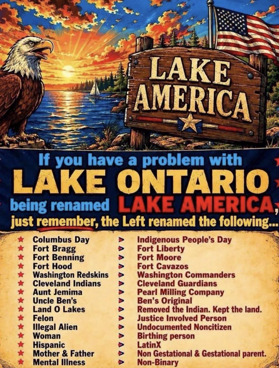 BobertEL33's tweet photo. @MattRichWarren @Kimmick86 Among many other renames by the left. Why are you so triggered by Lake America? Weird https://t.co/GqhmXpX0ud