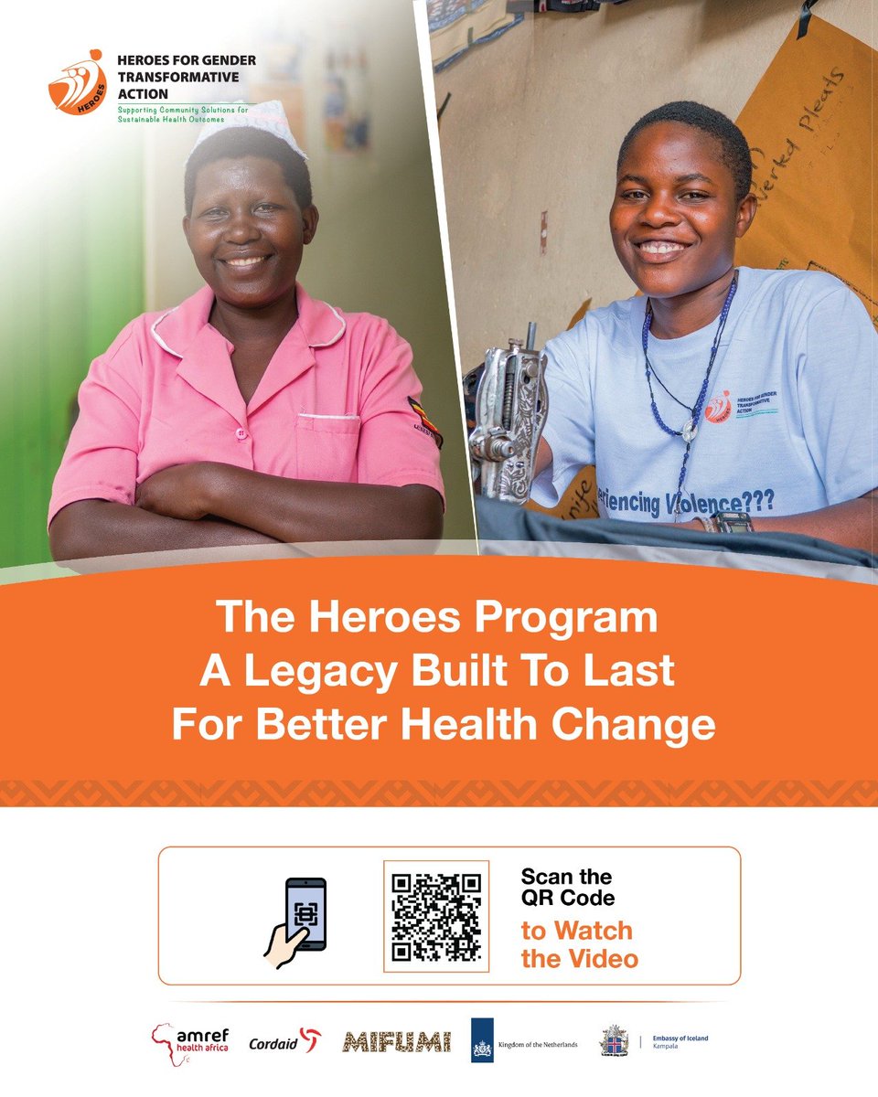 Amref_Uganda's tweet photo. Make time to scan this QR code and learn more about what the @GenderHeroes  program was all about. We just transited it to communities and government. Quote from the Guest of Honour " If some one pushes you for six years ,when the stop pushing do you collapse and let all their dux year push go to waste"?  @DrMugahi
