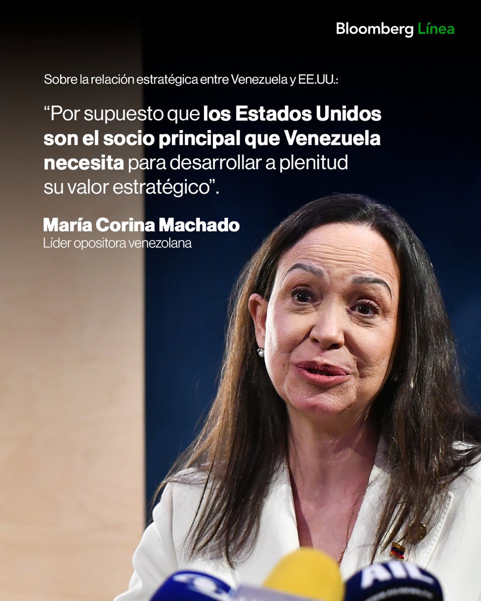 BloombergLinea_'s tweet photo. Para María Corina Machado, el acuerdo petrolero tiene más preguntas que respuestas. 

La líder opositora cuestionó el alcance y la falta de información sobre el pacto anunciado entre EE.UU. y el gobierno de Delcy Rodríguez.

Conoce más: https://t.co/ELO7MW0YkH

📷: Bloomberg https://t.co/buJdLg6tc0
