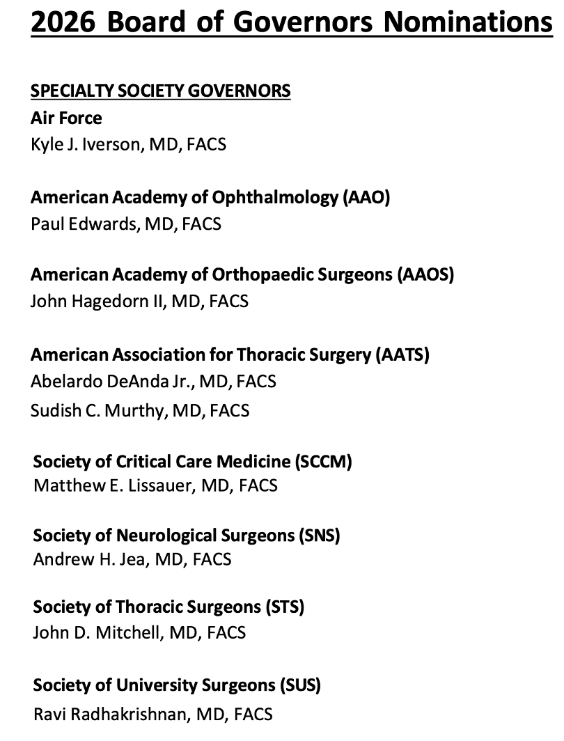 OUbabybrainMD's tweet photo. Honored and deeply grateful to be nominated as the @SNS_Neurosurg  representative to the @AmCollSurgeons  Board of Governors on the 2026 slate of nominees.

I am humbled by this opportunity and committed to serving the SNS, ACS, and our specialty. https://t.co/czX7tWhgpJ