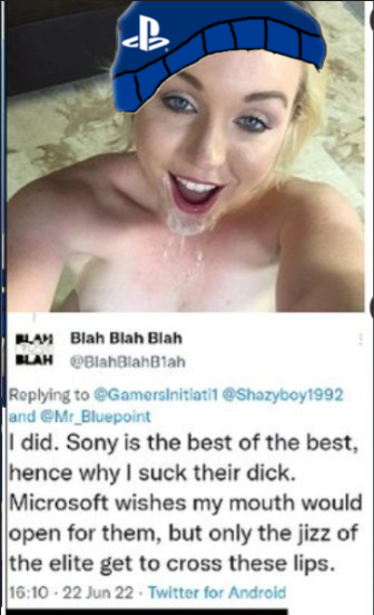 Redd_Hydra's tweet photo. @Gingerhitman1 @liredbone You stupid ponytards don't buy games. It's a fact you can't deny. Keep crying like the pathetic fucktard that you really while Sony executives piss on you cucks. https://t.co/VsKxke3S5A