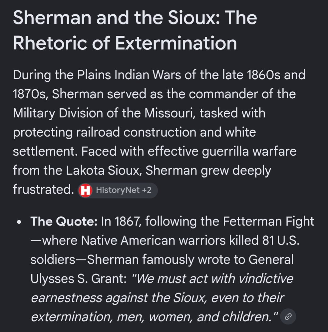HenryEvery88's tweet photo. @Naam_Hai_Bulla @btharris93 Sherman was a White Supremacist who wanted to exterminate the Sioux and favored extremely lenient terms for reconciliation with the South. I know you just hate the CSA as a proxy for hating White people but that doesn't excuse your historic illiteracy. https://t.co/EwZRCYMn0I