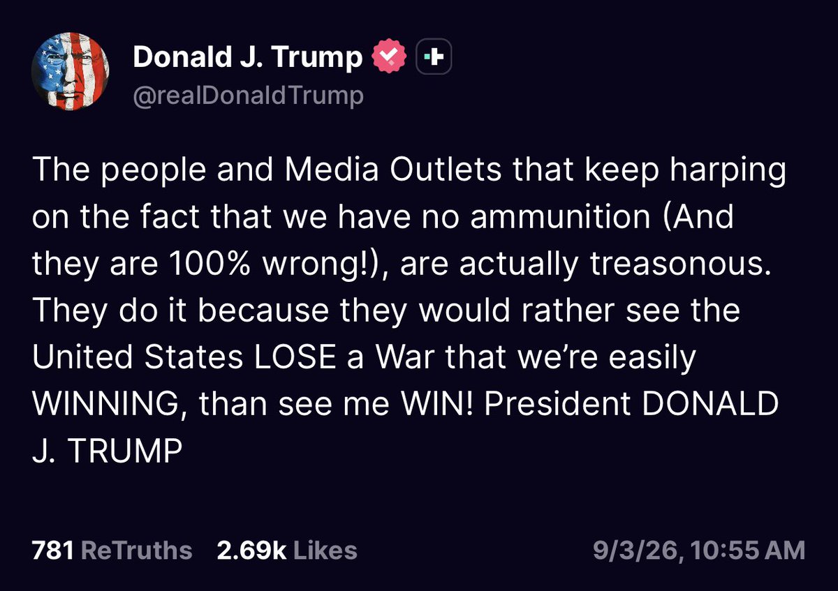 RonFilipkowski's tweet photo. In case anyone thought this war wasn’t all about Trump and his fragile ego, he’s telling you in writing it’s all about Trump and his fragile ego. https://t.co/RoLEv1bysX