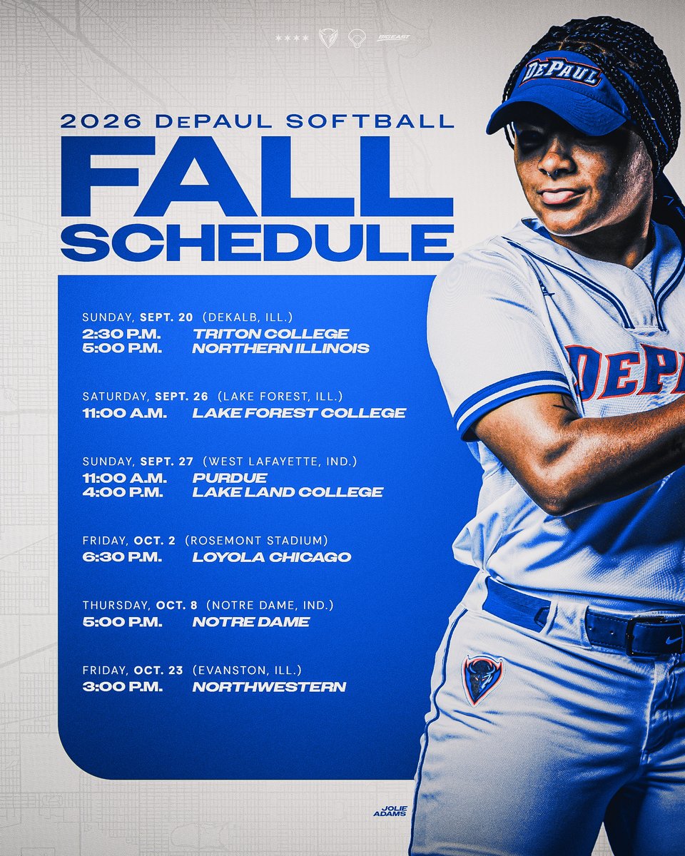DePaulSB's tweet photo. Clear your calendars—the fall schedule just dropped🔥 🥎 

🔗 https://t.co/iTMpyCsnEH https://t.co/kDh7LyDgAf