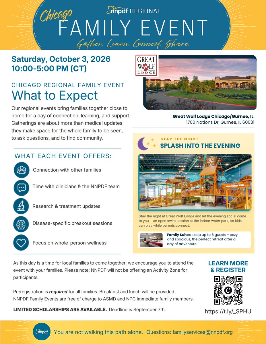 nnpdf's tweet photo. 💙Chicago area families - Great Wolf here we come! 🎉  We’re excited to see you on 10/03/2026!

⏰Don’t miss these deadlines:
🎓Scholarship applications: Sept. 7 
🏨Hotel group rates: Sept. 18

Join us for a day of connection and community! Learn more at https://t.co/szAAteqZAB https://t.co/XehKcdDwqP
