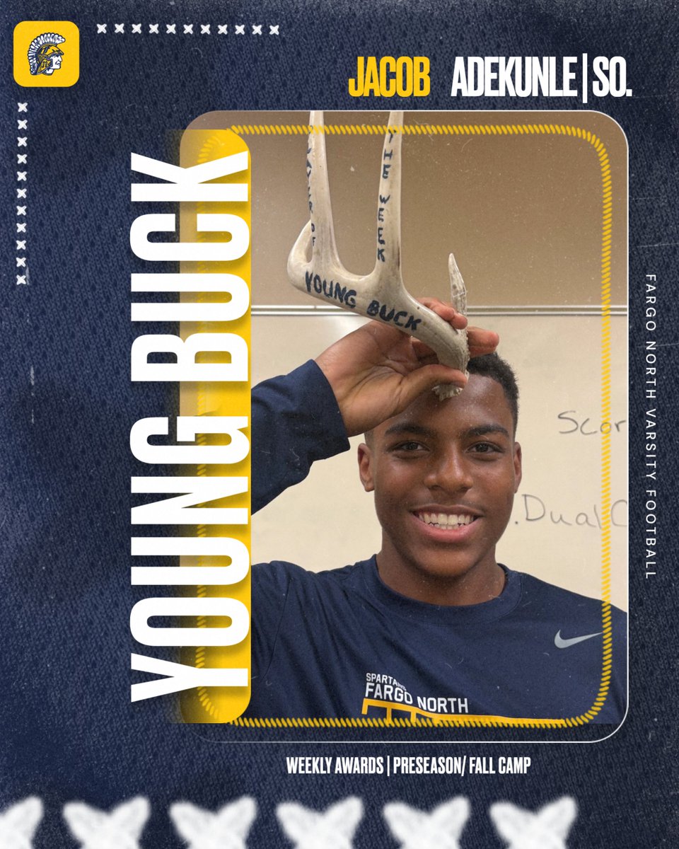 fargonorthfb's tweet photo. Scout of the Week: Logan Brekke 
Young Buck: Jacob Adekunle 
Honorary Hog: Ben Peterson 
Fake of the Week: Desmond Tolbert

#SetYourStandard https://t.co/tC83eFltfI