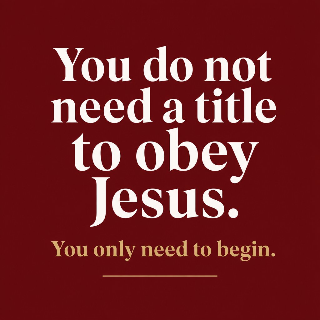 ruffdog4God's tweet photo. Titles may recognize leadership. They do not create it.
You do not need a title to obey Jesus.
https://t.co/TWpWD97yE4
#DiscipleMaking #DMM #GreatCommission #Missions https://t.co/nXH9m6dZrR
