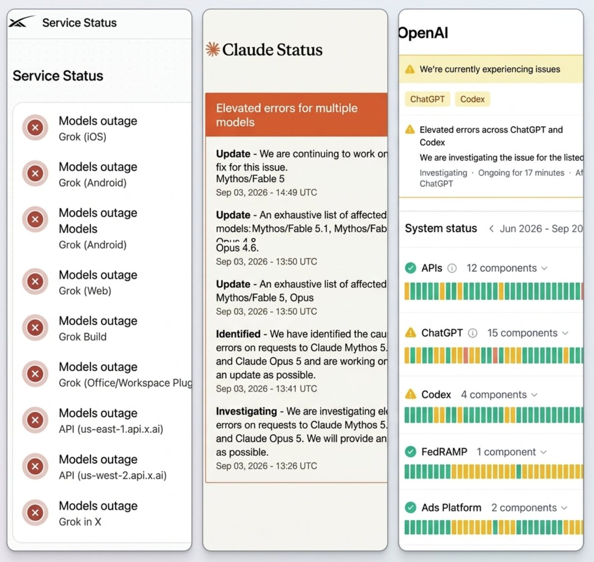 Liam2307's tweet photo. @marclou @claudeai @OpenAI @grok all down at the same time - Astra is a beast! https://t.co/6Q0xeOsSX7