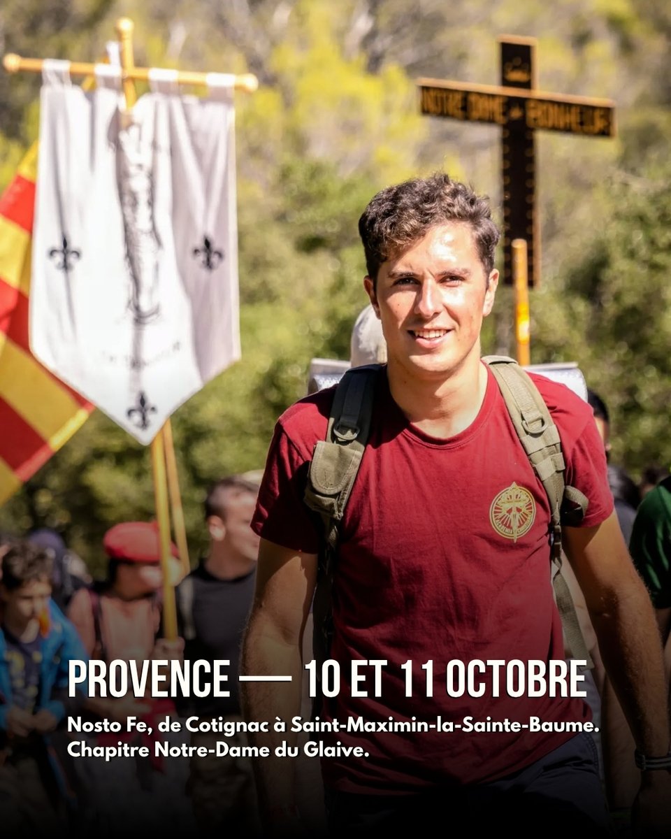 AcademiaChristi's tweet photo. Trois pèlerinages cet automne.

Feiz e Breizh en Bretagne, les 19 et 20 septembre. Dex Aïe vers Montligeon, les 3 et 4 octobre. Nosto Fe de Cotignac à la Sainte-Baume, les 10 et 11 octobre.

On marche, on a mal aux pieds, on chante. Et quelque chose se dénoue qu'on n'avait pas prévu.