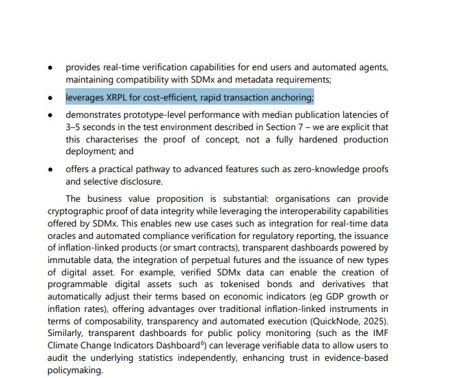 RealAllinCrypto's tweet photo. 🚨 If anyone DARES to question $XRP again them this!

The Bank of International Settlement i.e the organisation that influences the WORLDS LARGEST CENTRAL BANKS...

Wrote a 56 page paper on the XRPL where they state the many benefits as well as this example where they state clearly they "leverages XRPL for cost-efficient, rapid transaction anchoring."

If you can't see the vision now, you never will!