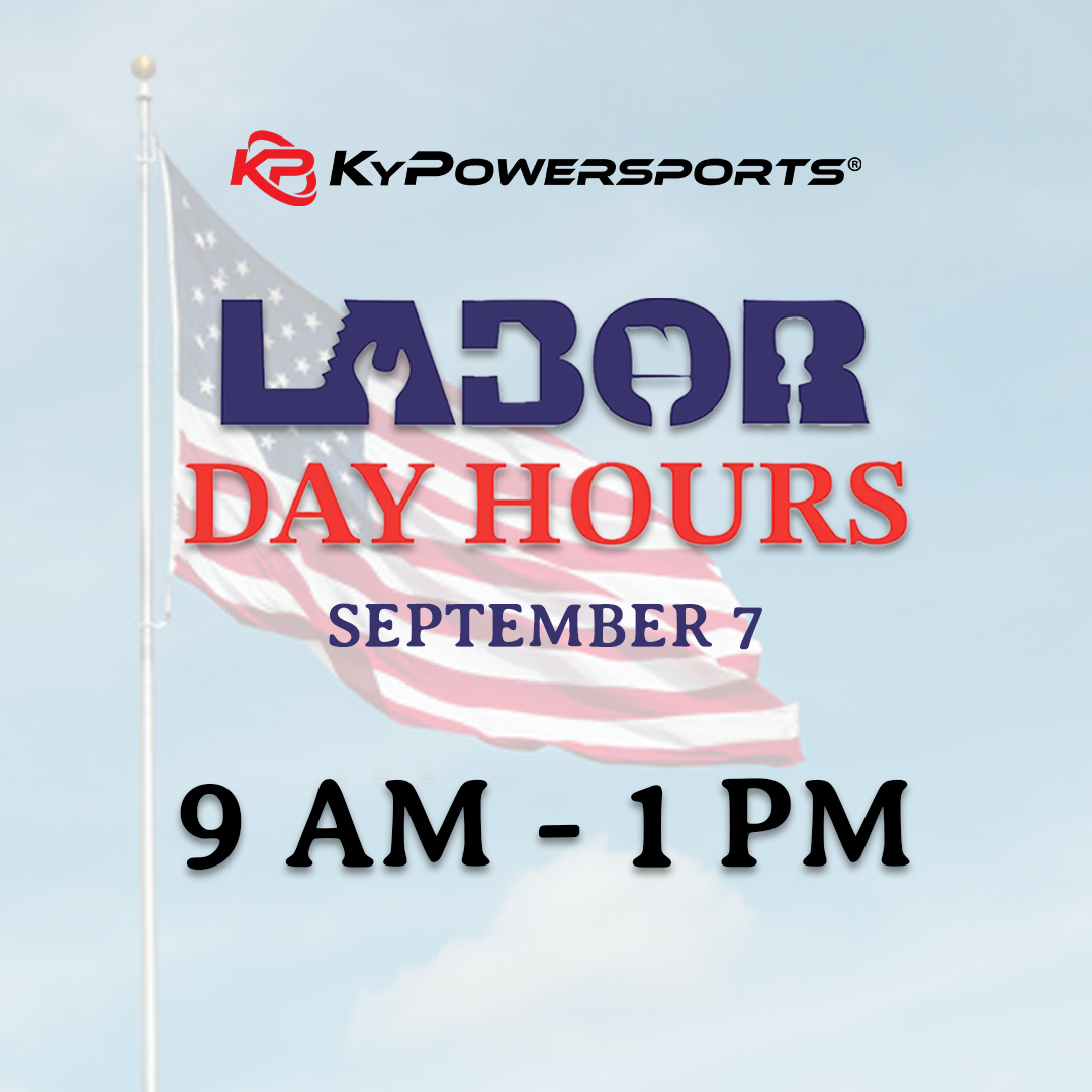 kypowersports's tweet photo. On Sep 7th, Labor Day, our store hours will be from 9 AM to 1 PM. If you need anything, make sure to come by while we are open. https://t.co/MH5c9UT14x