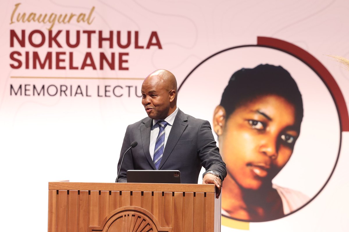 GovernmentZA's tweet photo. “The most powerful thing we can do is to speak for her and others who cannot speak for themselves.”

Premier Mandla Ndlovu has welcomed guests to the inaugural Nokuthula Simelane Memorial Lecture at the University of Mpumalanga, held under the theme: “Restoring Dignity, Chasing Justice: Honouring the Legacies of Our Unsung Heroes and Heroines.”

Paying tribute to Nokuthula Simelane’s courage and sacrifice, Premier Ndlovu said: “We are truly privileged as Mpumalanga to be hosting this historic memorial lecture in honour of one of our own, a daughter of the soil, whose voice was brutally silenced.”

He further emphasised the importance of remembering those who sacrificed for South Africa’s freedom, saying: “We are here today because Cde Nokuthula’s generation did not forsake the struggle, indeed many of them paid the ultimate price.”

Premier Ndlovu also announced that a state-of-the-art Nokuthula Simelane High School will be built in Bethal, her hometown, saying the school will stand as “a living monument to her courage, sacrifice and unwavering commitment to the liberation of our people.”

Calling for truth and accountability, the Premier urged those with information about Nokuthula’s disappearance to come forward: “Please relieve the family and the country from this secondary victimisation.”
“Today we walk tall as a liberated nation because of their sacrifices.”

#NokuthulaSimelane #GovZAUpdates #MilestonesOfFreedom