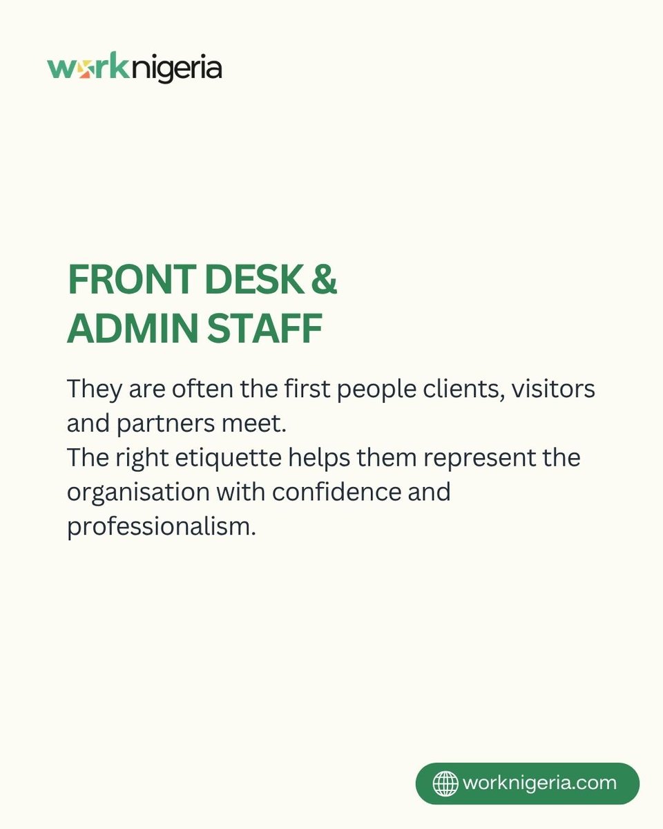 worknigerialtd's tweet photo. Every team member represents your organisation, whether they are speaking with a client, welcoming a visitor, or navigating a tough conversation with a colleague.

#workconducttraining #worknigeria #corporatetraining #traininganddevelopment https://t.co/3giH0xU78M