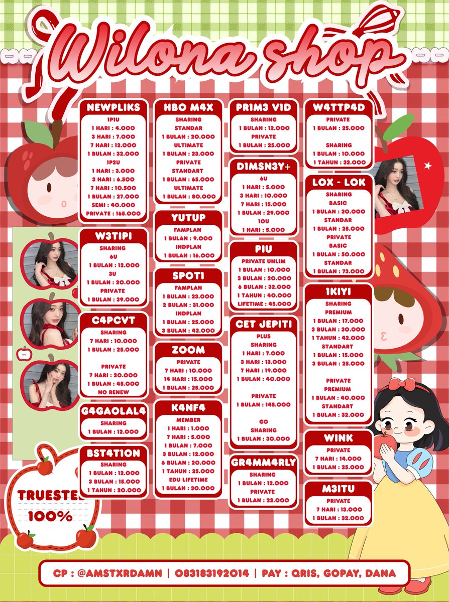 amstxrdamn's tweet photo. @trashiou sharing 

7 hari : 10.000
1 bulan : 25.000

private

7 hari : 20.000
1 bulan : 45.000 (no renew)

kalo minat boleh sung dm aku yhh cantik 🫰🏻 https://t.co/NMiq50fuVq