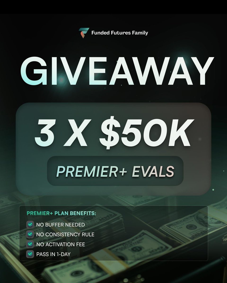 10kprofitt's tweet photo. Giving away 3x$50K Premier Accounts

Fast funding path • 90/10 split  End-of-Day drawdown
5-Day Giveaway - Ends 10th September 

How to Enter
1.Follow @10kprofitt  @fundedfamily 
2. Like &amp; Repost
3.Tag 2 futures traders who need this in the comment

Make sure to make your entry. https://t.co/DJU5gzhi1G