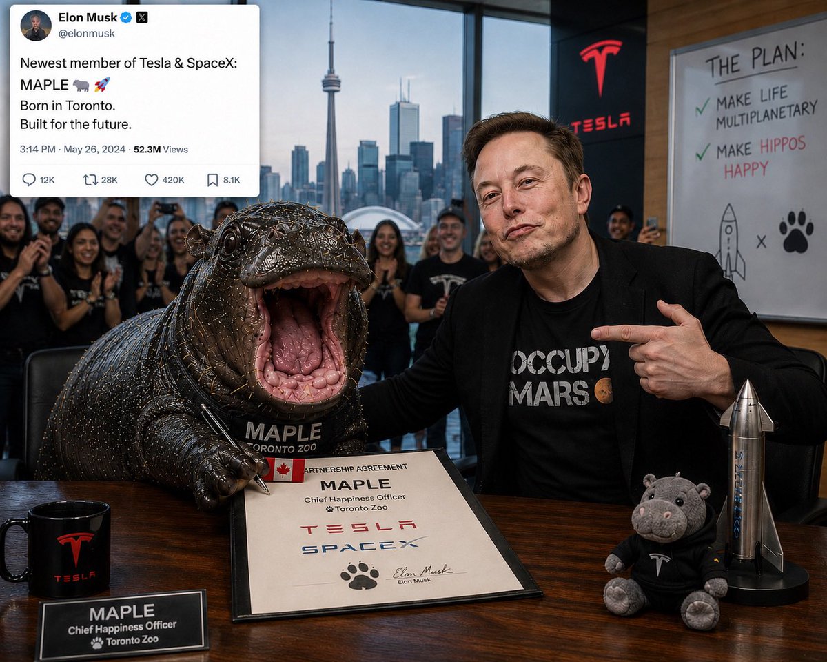 MapleOGfan's tweet photo. @elonmusk @mayemusk @THR @elonmusk That’s because you need to spend more time with yours CHO (chief happiness officer) 😆 https://t.co/NtlMBOVKFV