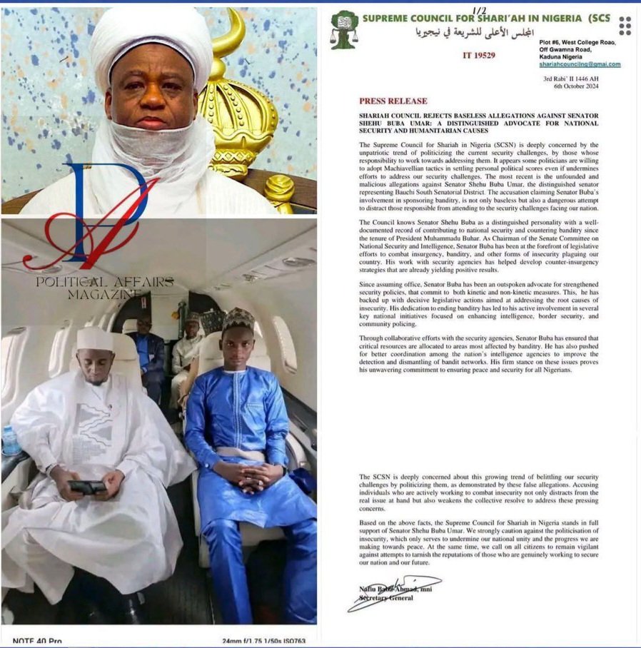 TheYorubaTimes's tweet photo. JUST IN: Islamic Council under the Sultan of Sokoto rejects DSS attempt to investigate Senator Shehu Buba. https://t.co/FW1bVS9iAy