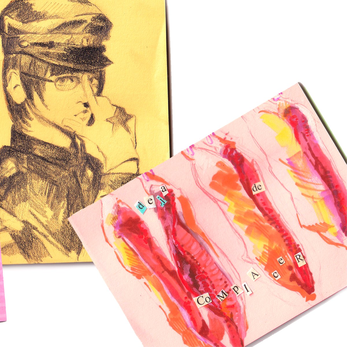 ltalktogodbut's tweet photo. random post-it art con diferentes materiales ✳️🪱🖍️ https://t.co/SwldciWgUv
