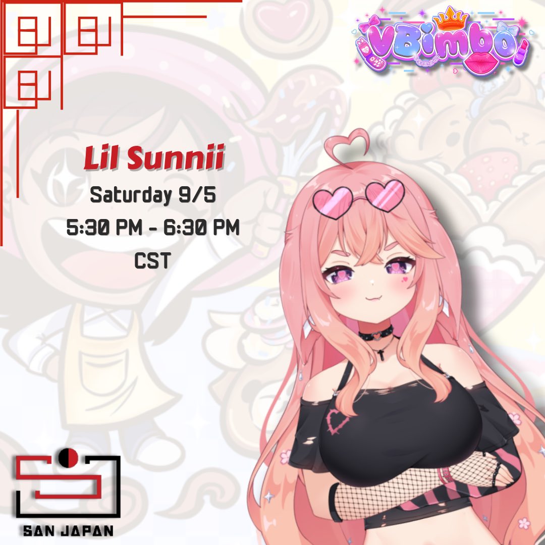 LilSunniiVT's tweet photo. 💕A WILD SUNNII HAS APPEARED 💕

🦊See you in SAN JAPAN 

🌸SATURDAY 5:30PM-6:30PM!!!

Thanks you to my girls @VBimboOfficial for this amazing opportunity ❤️ https://t.co/EjRriHVPod