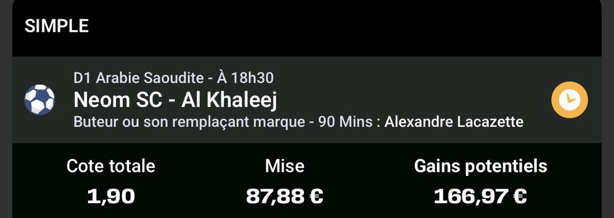SHERKAN_PRONOS's tweet photo. 🚀 MONTANTE — ÉTAPE 3

📊 Cote : 1,90

87,88€ ➡️ 166,97 https://t.co/q5ERcEoojQ