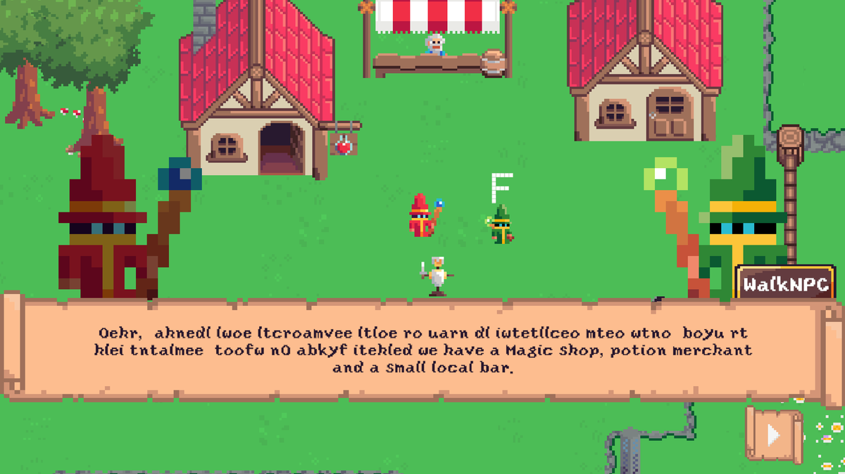 VicoGameDev's tweet photo. I ran into a small problem when making my new dialog system  

it happened when you pressed next again before it was done and therefore ran both text   

the fix was just to make it check if the system ran and if not it added the new text  

#indiegame #game #dialog #effect https://t.co/ZczdIqJg62