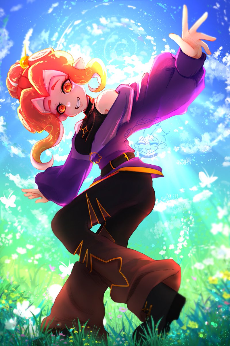 MurasakiTip's tweet photo. Art for @/Weewa_Art !! Ft their OC Iris 🧡🌄✨ https://t.co/EQg10bJidI