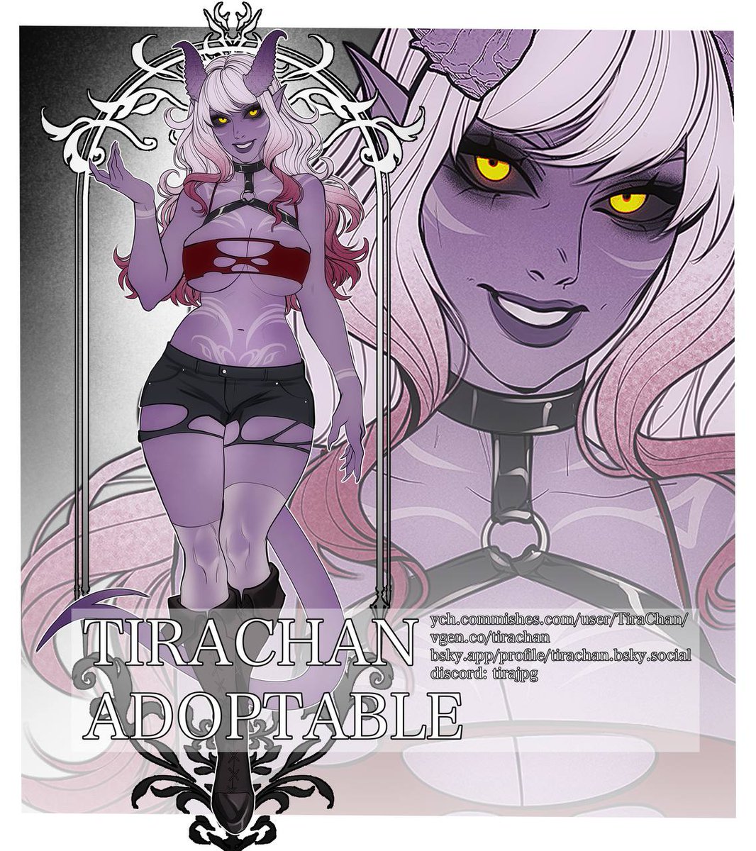 tirachanart's tweet photo. ✨TIEFLING ADOPTABLE✨ 
24 HOURS                
 SB: $30 | AB: $300              
 Bids, time, and rules here: https://t.co/c5kQjGnUbR #adoptable https://t.co/vmb5XjwFYz