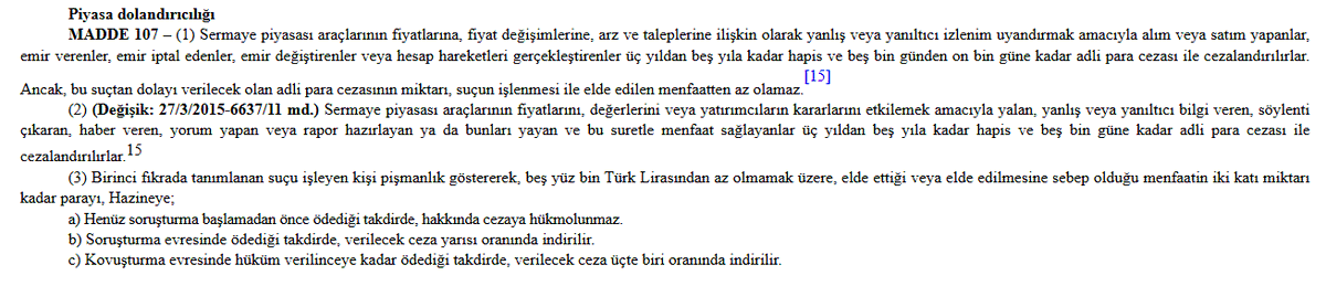altugozaslan's tweet photo. Durumu basitçe özetleyeyim. 6362 Sayılı SPK Kanunu Madde 104 ve 107 uygulan(a)madığı için piyasadaki manipülasyonun bedelini suçu olmayan bireysel yatırımcılar da ödüyor. 

Dönüp milyonlarca yatırımcı bizim suçumuz ne diye sorarsa, SPK ne cevap verecek?

Bundan 30 yıl önce bir köşe yazısında Cüneyt Arcayürek'in söylediği gibi, "Kanun bir saz aleti değilse, görevini yapsın!"