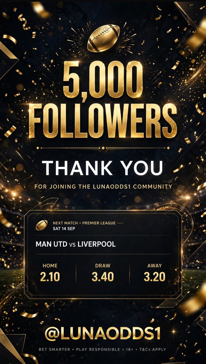 LUNAODDS1's tweet photo. Thank you Luna Family! From O to 5K, we did it together. This is just the beginning. More winning tickets, more accurate odds, more green!
Next target: 10K - Let's go!🎊🥳🍾 https://t.co/sVulUxGdGM