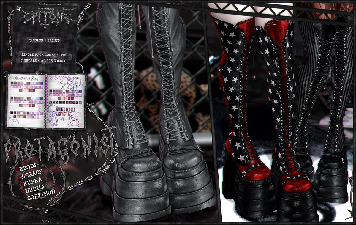 Sedated_Rabbit's tweet photo. ⛧ EPITOME ' PROTAGONIST BOOTS⛧
AVAILABLE @ ANTHEM. SEPT 3RD
♡˚➜ https://t.co/97n3JqUFtx
── ♱ · ♡ · ♱ ──

RIGGED FOR:
♰- Ebody
♰- Legacy
♰- Nhuma
♰- Kupra

── ♱ · 𓆩♡𓆪 · ♱ ──
FATPACK: 
♡+ 25 Colors + 10 Prints
♡+ 7 Metals
♡+ Shine HUD

⛧ Copy.Mod ⛧ https://t.co/blpzWtsIrR