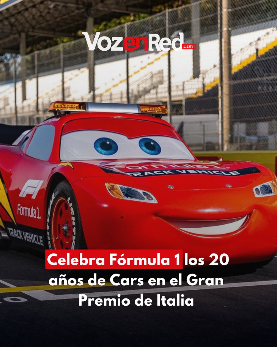 VozEnRed's tweet photo. 🏎️⚡ ¡RAYO MCQUEEN LLEGA A LA FÓRMULA 1 PARA CELEBRAR 20 AÑOS DE CARS! 🏁🚗
La franquicia Cars, de Disney y Pixar, celebrará su 20.º aniversario durante el Gran Premio de Italia 2026, en el histórico circuito de Monza. 🎬✨
#Formula1 #F1 #Cars #RayoMcQueen #DisneyPixar https://t.co/KPZKtAROSj