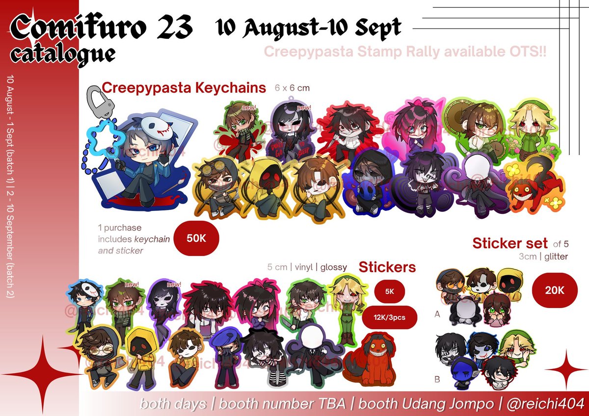 reichi404's tweet photo. [🔃 &amp; ❤️'s are appreciated!] Reichi404's CF23 full CF catalogue &amp; batch 2 pre-orders are open!

🐍Fandoms: Creepypasta, Minecraft ARGs (SFAWTDE. TSFTL), WWM, VN (TKaTB, ADWD, 14DWY), HSR, Originals, YCH orders!
#CF23 #CF23catalogue #Comifuro23 #Comifuro23catalogue https://t.co/WTybUSHw9X