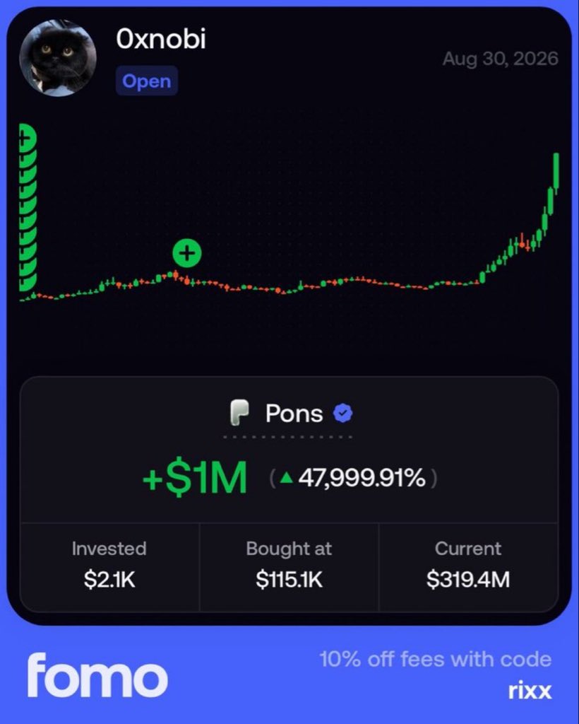 saracrypto_eth's tweet photo. He aped my $PONS call 

Don’t forget who spotted it first.

$PONS: $115.1K -> $414M (3600x)

Never fade my calls 🫵

Another runner is loading.

Follow so you don’t miss it 🔔 https://t.co/w5UBhibBRI