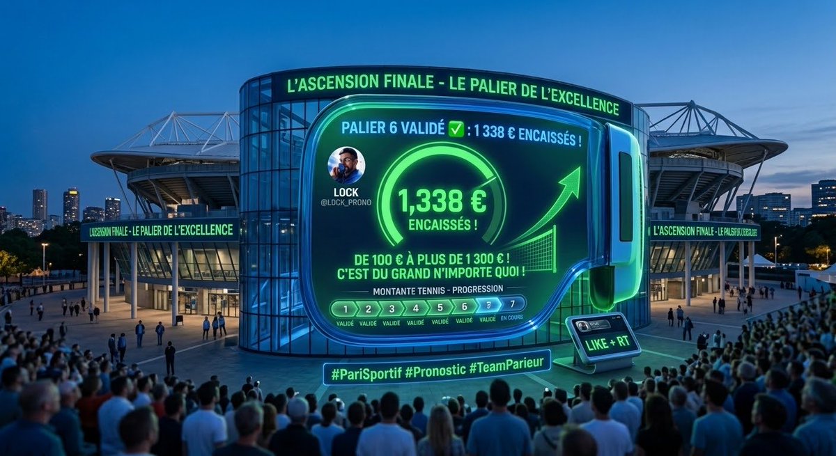 LOCK_PRONO's tweet photo. LA PLUS GROSSE MONTANTE EN COURS 

PALIER 6 validé ! (1338€💰) 🤯 Inarretable 🔥. 

En route pour le PALIER 7. C’est fou ce qu’on fait ! #TeamParieur #Pronostic #prono

LIKE + RT https://t.co/ryOwpxrN6N