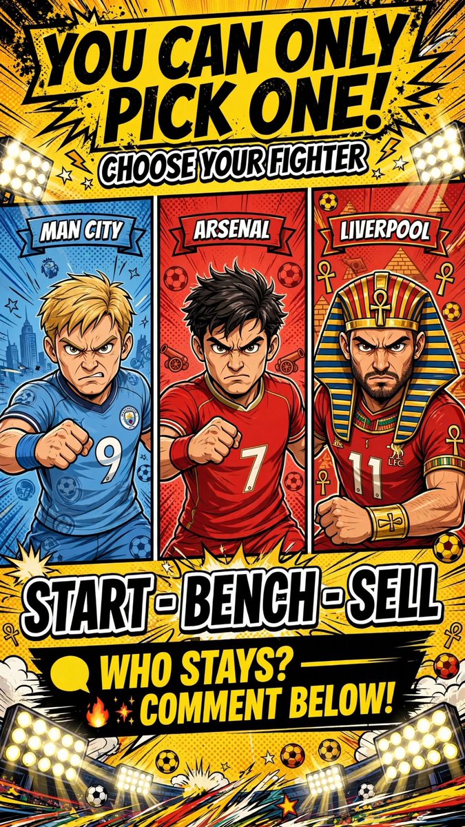 MOMENTMAN99's tweet photo. YOU CAN ONLY PICK ONE.
START - BENCH - SELL
City 9 💙 vs Arsenal 7 ❤️ vs Liverpool 11 ❤️
Who STAYS in your team? Who gets SOLD? 
Wrong answers will be roasted. Follow for daily PL debates.

#debates https://t.co/I8s4h3pcpH